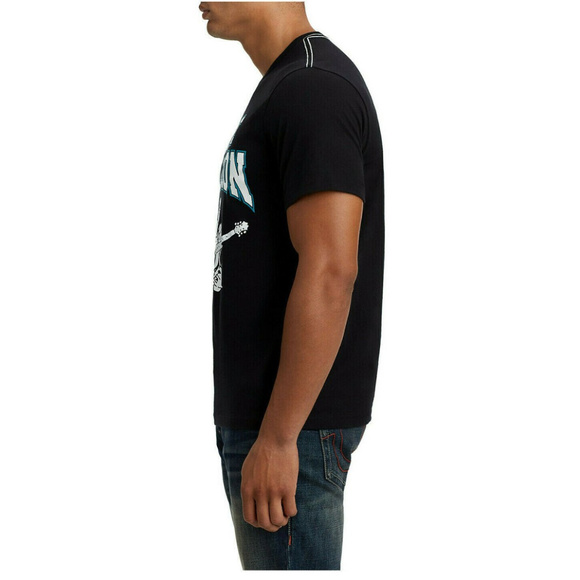 True Religion Men's Two-Tone Buddha Graphic Crew Neck Tee T-Shirt in Black - Picture 4 of 5